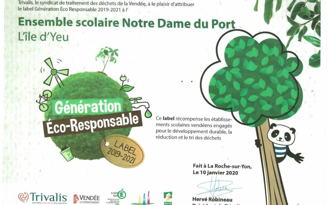 Label Génération éco-responsable 2019-2021